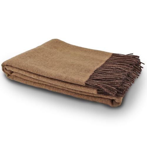GLAESER Wohndecke Fair de Luxe | Sofadecke/Couchdecke | Kuschelige Tagesdecke | Flauschig & Kuschlig (Neuseelandwolle, Mel Chocolate Chip-Fall Leaf) von GLAESER