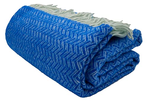 GLAESER Wohndecke - fair de Luxe Wolle pur | Wolldecke aus 100% Wolle | Couchdecke/Sofadecke | Wohlfühlende und Anschmiegsame Kuscheldecke | (Classic Blue) von GLAESER