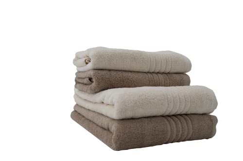 GLAESER homestyle Handtuch Sets | Handtuch Sets für die ganze Familie | Frottierhandtücher | Angenehm weich und Flauschige Handtuchsets (Paar Set, Champagner/Taupe) von GLAESER
