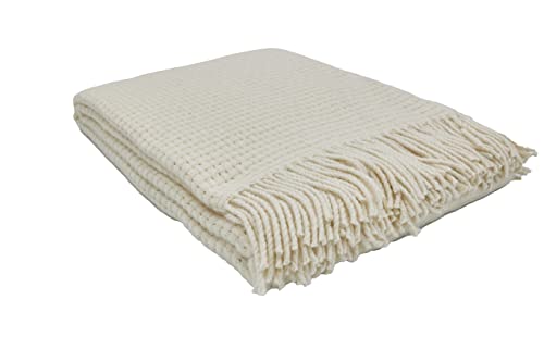 GLAESER Wohndecke Fair Deluxe Wolle pur | Wolldecke aus 80% Merino Wolle & 20% Nylon Wolle | Couchdecke/Sofadecke/Kuscheldecke | (Beige) 140 x 200 cm von GLAESER