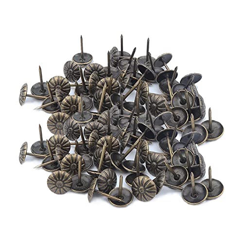 500 Stück Polsternägel Antik Polsternägel Messing Dekorative Polsternägel Vintage Dekorative Vintage Nägel Bronze mit Blumenmuster für Sessel, Möbel, Sofa,Bett, Tür - 11x17 mm (Bronze) von GLAITC