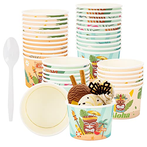 GLAITC Eisbecher Pappe,24 Stück Dessertschalen Becher Papier-Eisbecher Dessertschale für Eiscreme Lebensmittel Dessert-Schüsseln für Gefrorene Joghurt, Eisbecher,Getränke, Suppe von GLAITC