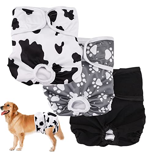 Waschbare Windeln für Hunde, 3 Stück Wiederverwendbare Windeln für Haustiere, super saugfähige hygienische Höschen für alle Hunde (XL) von GLAITC