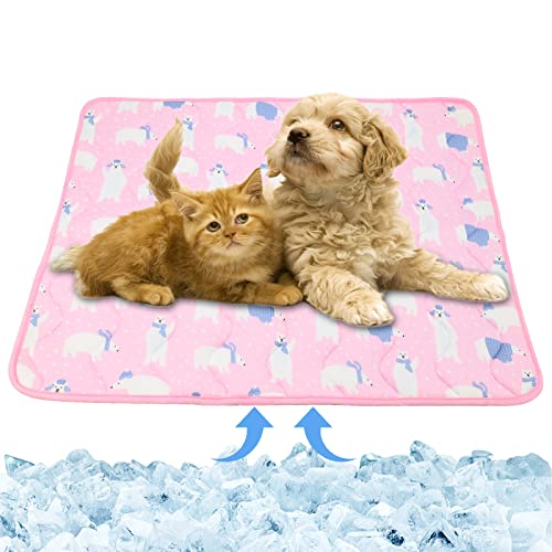 GLAITC Kühlmatte für Hunde, 55x70cm kühlmatte Katze Hunde Kühlmatte Haustier Kühlmatte Selbstkühlende Matte Cooling Mat Dog Geeignet Für Zuhause Oder Auto,Hundehütte Outdoor (Rosa) von GLAITC