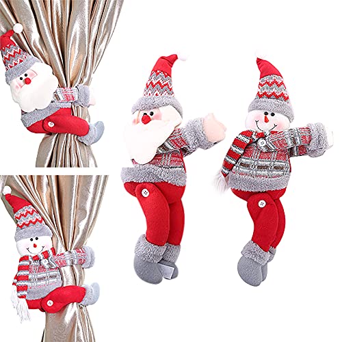 GLAITC Vorhang Schnalle Raffhalte 2Pcs Weihnachtsvorhangschnalle Santa Schneemann Vorhang Weihnachten Schnalle Puppenvorhanghalter Holdbacks Vorhangclips für Zimmer Weihnachten Dekoration von GLAITC