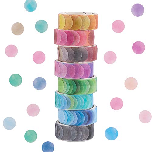 GLAITC Washi Tape, 8 Rolls Dot Washi Tapes, Sticker, 800 Stück, gepunktet, 14 mm breit, dekorative Bänder zum Basteln, Scrapbooking, selbstklebend, Dekoration (8 Farben) von GLAITC