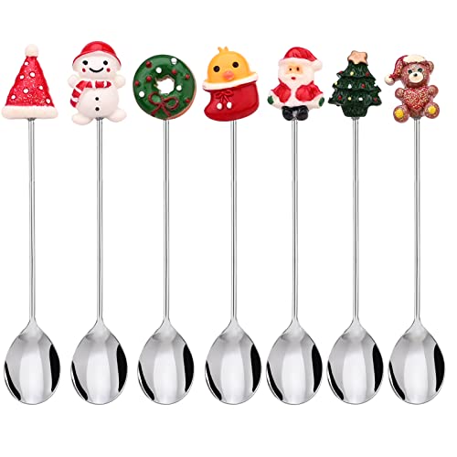Kaffee Löffel, 7 Stück Weihnachten Löffel Geschirr Set Cocktai Rührstab Dessertlöffel aus Edelstahl Weihnachten Gabel Teelöffel Zucker Eislöffel Mischlöffel Trinken für Küchengeschirr Spoon… Kaffee Löffel, 7 Stück Weihnachten Löffel Geschirr Set Cocktai Rührstab Dessertlöffel aus Edelstahl Weihnachten Gabel Teelöffel Zucker Eislöffel Mischlöffel Trinken für Küchengeschirr Spoon… von GLAITC