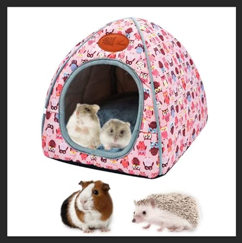 Meerschweinchen-Bett Meerschweinchen Haus Kleintier-Winterhaus Warmes Haustierbett für Meerschweinchen Schlafhöhle,Hamster,Eichhörnchen,Chinchillas,kleine Kaninchen und andere Kleintiere (Rosa) von GLAITC