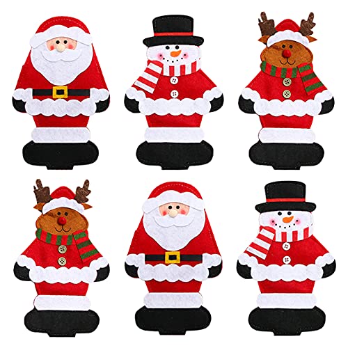 Weihnachten Besteck Taschen, 9 Stück Weihnachten Besteckhalter Schneeflocke Weihnachtsmann Elch Bestecktaschen Geschirrhalter Messer Gabel Taschen Besteck Halter für Weihnachten Tischdekoration von GLAITC