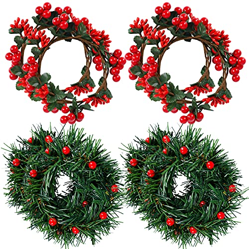Weihnachten Kerzen Ringe, 8 Stück Kranz Dekorative Mini Votiv Kerzenhalter Beeren für Säulen Tischdekoration Zubehör Wendding Party Dekoration Weihnachten Kerzen Ringe, 8 Stück Kranz Dekorative Mini Votiv Kerzenhalter Beeren für Säulen Tischdekoration Zubehör Wendding Party Dekoration von GLAITC