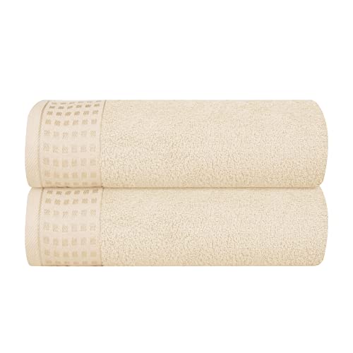 GLAMBURG Baumwolle 2er-Pack Oversized Badetuch-Set 70 x 140 cm, große Badetücher, Ultra saugfähig, kompakt, Umweltfreundlich und 100% recycelbar, schnell trocknend und leicht, elfenbeinfarben von GLAMBURG