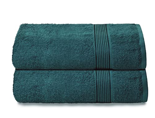 GLAMBURG Baumwolle 2er-Pack Oversized Badetuch-Set 70 x 140 cm, große Badetücher, Ultra saugfähig, kompakt, schnell trocknend und leicht, Blaugrün von GLAMBURG