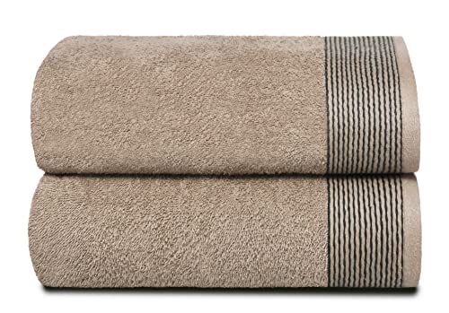 GLAMBURG Baumwolle 2er-Pack Oversized Badetuch-Set 70 x 140 cm, große Badetücher, Ultra saugfähig, kompakt, schnell trocknend und leicht, Bräunen von GLAMBURG