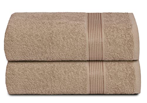 GLAMBURG Baumwolle 2er-Pack Oversized Badetuch-Set 70 x 140 cm, große Badetücher, Ultra saugfähig, kompakt, schnell trocknend und leicht, Bräunen von GLAMBURG