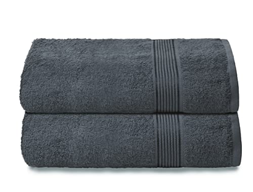 GLAMBURG Baumwolle 2er-Pack Oversized Badetuch-Set 70 x 140 cm, große Badetücher, Ultra saugfähig, kompakt, schnell trocknend und leicht, Holzkohle Grau von GLAMBURG