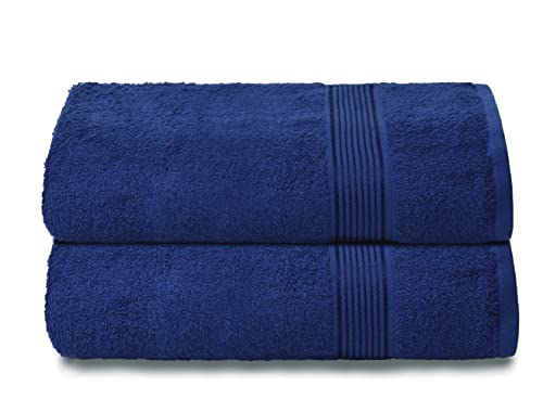 GLAMBURG Baumwolle 2er-Pack Oversized Badetuch-Set 70 x 140 cm, große Badetücher, Ultra saugfähig, kompakt, schnell trocknend und leicht, Marineblau von GLAMBURG