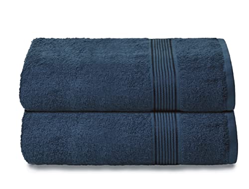 GLAMBURG Baumwolle 2er-Pack Oversized Badetuch-Set 70 x 140 cm, große Badetücher, Ultra saugfähig, kompakt, schnell trocknend und leicht, Mineral Blau von GLAMBURG