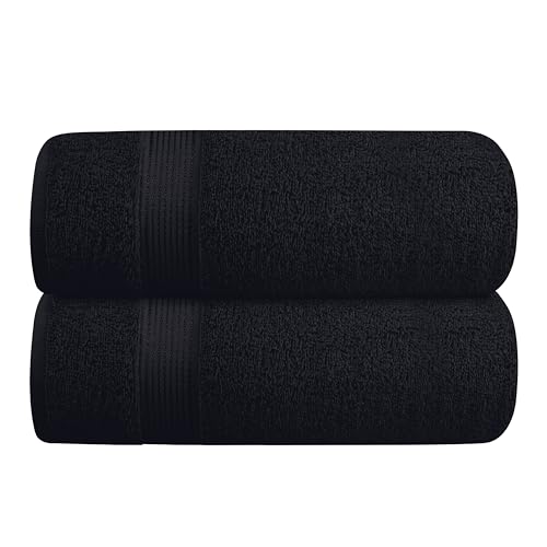 GLAMBURG Baumwolle 2er-Pack Oversized Badetuch-Set 70 x 140 cm, große Badetücher, Ultra saugfähig, kompakt, schnell trocknend und leicht, Schwarz GLAMBURG Baumwolle 2er-Pack Oversized Badetuch-Set 70 x 140 cm, große Badetücher, Ultra saugfähig, kompakt, schnell trocknend und leicht, Schwarz von GLAMBURG