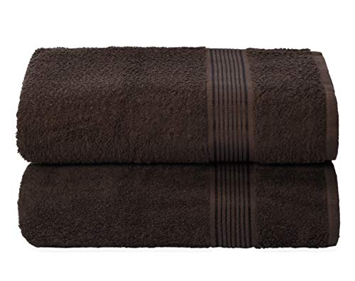 GLAMBURG Baumwolle 2er-Pack Oversized Badetuch-Set 70 x 140 cm, große Badetücher, Ultra saugfähig, kompaktes und leichtes Handtuch — Braun von GLAMBURG