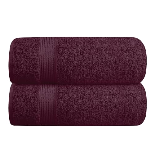 GLAMBURG Baumwolle 2er-Pack Oversized Badetuch-Set 70 x 140 cm, große Badetücher, Ultra saugfähig, kompaktes und leichtes Handtuch — Burgunderrot von GLAMBURG