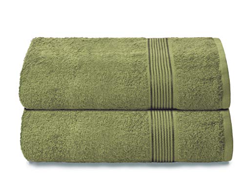 GLAMBURG Baumwolle 2er-Pack Oversized Badetuch-Set 70 x 140 cm, große Badetücher, Ultra saugfähig, kompaktes und leichtes Handtuch — Kiwi Grün von GLAMBURG