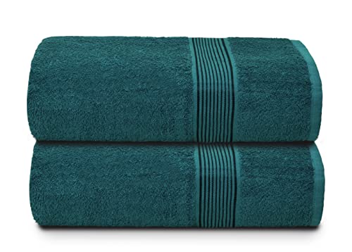 GLAMBURG Baumwolle 2er-Pack übergroße Badetücher 100 x 150 cm, große Badetücher, Ultra saugfähig, kompakt, schnell trocknendes und leichtes Handtuch - Blaugrün von GLAMBURG