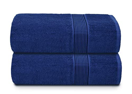 GLAMBURG Baumwolle 2er-Pack übergroße Badetücher 100 x 150 cm, große Badetücher, Ultra saugfähig, kompakt, schnell trocknendes und leichtes Handtuch - Marineblau von GLAMBURG