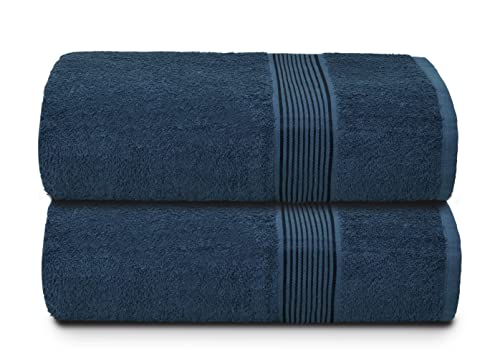 GLAMBURG Baumwolle 2er-Pack übergroße Badetücher 100 x 150 cm, große Badetücher, Ultra saugfähig, kompakt, schnell trocknendes und leichtes Handtuch - Mineral Blau von GLAMBURG