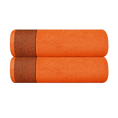 GLAMBURG Baumwolle 2er-Pack übergroße Badetücher 100 x 150 cm, große Badetücher, Ultra saugfähig, kompakt, schnell trocknendes und leichtes Handtuch — Orange von GLAMBURG