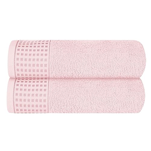 GLAMBURG Baumwolle 2er-Pack übergroße Badetücher 100 x 150 cm, große Badetücher, Ultra saugfähig, kompakt,Umweltfreundlich und 100 % recycelbar, schnell trocknendes und leichtes Handtuch - Rosa von GLAMBURG