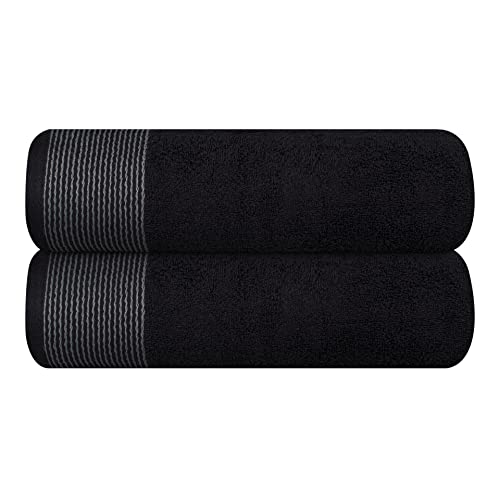 GLAMBURG Baumwolle 2er-Pack übergroße Badetücher 100 x 150 cm, große Badetücher, Ultra saugfähig, kompaktes Quickdry & leichtes Handtuch — Schwarz von GLAMBURG