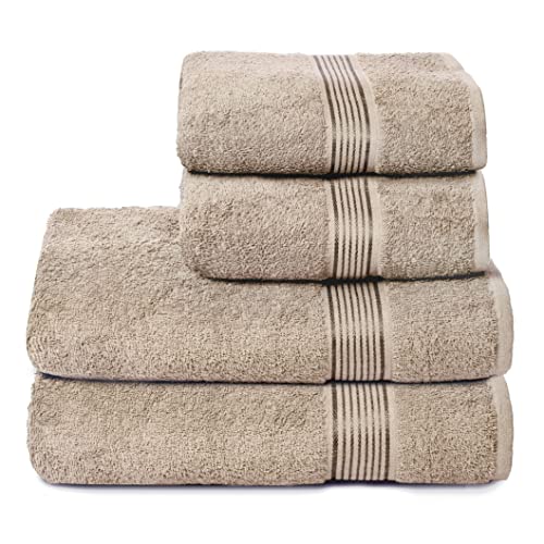 GLAMBURG Ultra Soft 4er-Pack Handtuch-Set, Baumwolle, enthält 2 übergroße Badetücher 70 x 140 cm, 2 Handtücher 50 x 90 cm, für den täglichen Gebrauch, kompakt und leicht — Bräunen von GLAMBURG