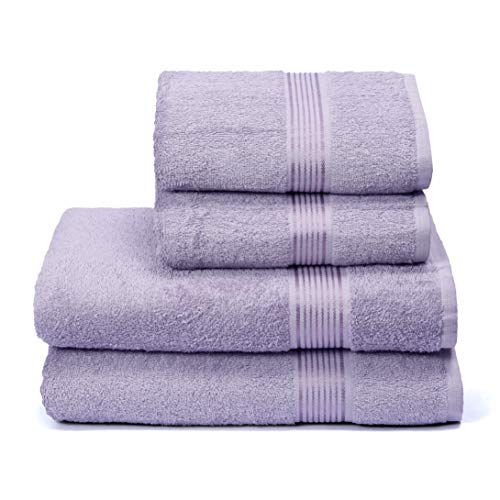 GLAMBURG Ultra Soft 4er-Pack Handtuch-Set, Baumwolle, enthält 2 übergroße Badetücher 70 x 140 cm, 2 Handtücher 50 x 90 cm, für den täglichen Gebrauch, kompakt und leicht — Dunkelviolett von GLAMBURG