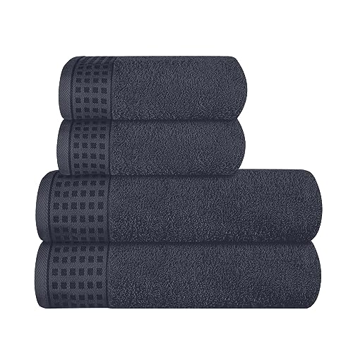 GLAMBURG Ultra Soft 4er-Pack Handtuch-Set, Baumwolle, enthält 2 übergroße Badetücher 70 x 140 cm, 2 Handtücher 50 x 90 cm, für den täglichen Gebrauch, kompakt und leicht — Holzkohle Grau von GLAMBURG