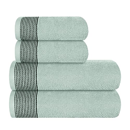 GLAMBURG Ultra Soft 4er-Pack Handtuch-Set, Baumwolle, enthält 2 übergroße Badetücher 70 x 140 cm, 2 Handtücher 50 x 90 cm, für den täglichen Gebrauch, kompakt und leicht — Meeresgrün von GLAMBURG