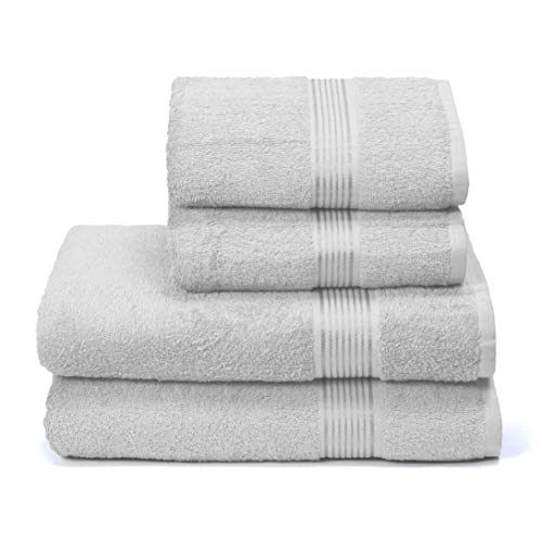 GLAMBURG Ultra Soft 4er-Pack Handtuch-Set, Baumwolle, enthält 2 übergroße Badetücher 70 x 140 cm, 2 Handtücher 50 x 90 cm, für den täglichen Gebrauch, kompakt und leicht — hellgrau GLAMBURG Ultra Soft 4er-Pack Handtuch-Set, Baumwolle, enthält 2 übergroße Badetücher 70 x 140 cm, 2 Handtücher 50 x 90 cm, für den täglichen Gebrauch, kompakt und leicht — hellgrau von GLAMBURG