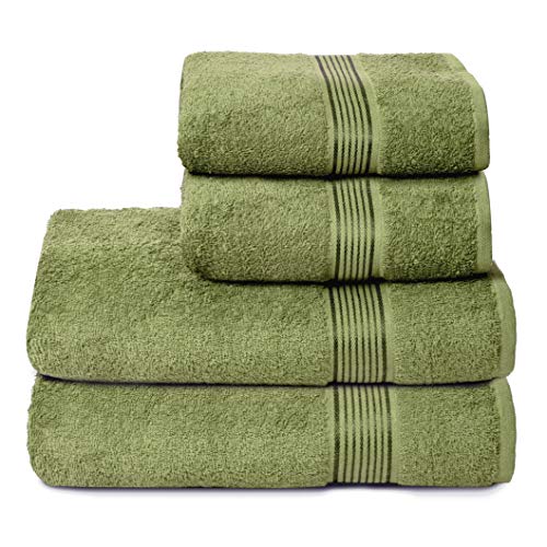 GLAMBURG Ultra Soft 4er-Pack Handtuch-Set, Baumwolle, enthält 2 übergroße Badetücher 70 x 140 cm, 2 Handtücher 50 x 90 cm, für den täglichen Gebrauch, kompakt und leicht — kiwigrün von GLAMBURG