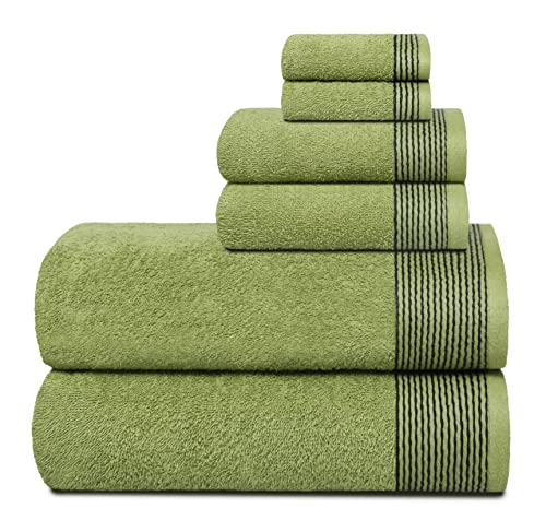 GLAMBURG Ultra Soft 6er-Pack Baumwoll-Handtuch-Set, enthält 2 übergroße Badetücher 70 x 140 cm, 2 Handtücher 40 x 60 cm und 2 Waschbetten 30 x 30 cm, Kiwi grün von GLAMBURG