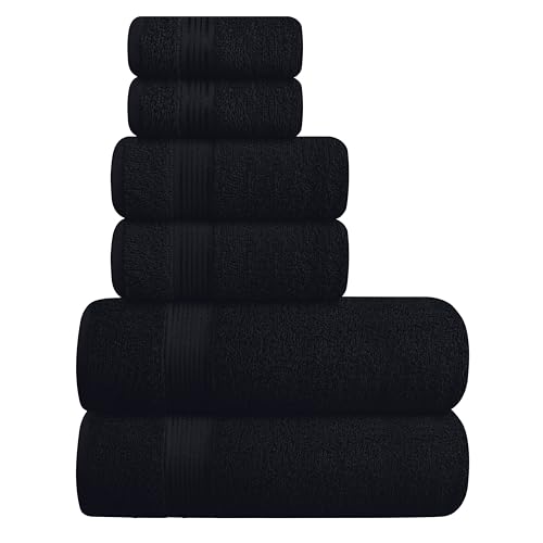 GLAMBURG Ultra Soft 6er-Pack Baumwoll-Handtuch-Set, enthält 2 übergroße Badetücher 70 x 140 cm, 2 Handtücher 40 x 60 cm und 2 Waschbetten 30 x 30 cm, Schwarz GLAMBURG Ultra Soft 6er-Pack Baumwoll-Handtuch-Set, enthält 2 übergroße Badetücher 70 x 140 cm, 2 Handtücher 40 x 60 cm und 2 Waschbetten 30 x 30 cm, Schwarz von GLAMBURG