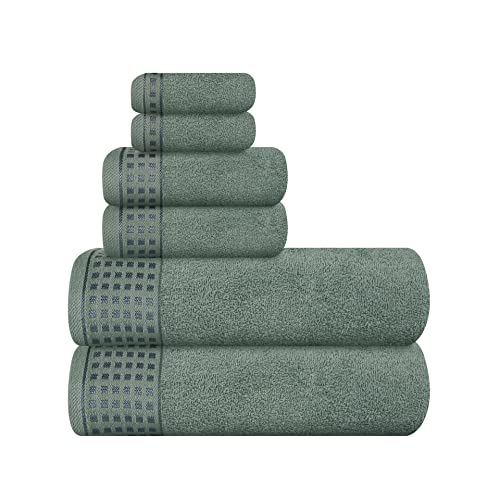 GLAMBURG Ultra Soft 6er-Pack Baumwoll-Handtuch-Set, enthält 2 übergroße Badetücher 70 x 140 cm, 2 Handtücher 40 x 60 cm und 2 Waschbetten 30 x 30 cm, Umweltfreundlich und 100% recycelbar, Jade von GLAMBURG