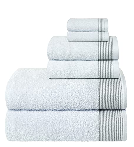 GLAMBURG Ultra Soft 6er-Pack Baumwoll-Handtuch-Set, enthält 2 übergroße Badetücher 70 x 140 cm, 2 Handtücher 40 x 60 cm und 2 Waschbetten 30 x 30 cm, Weiß von GLAMBURG