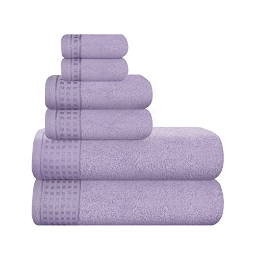 GLAMBURG Ultra Soft 6er-Pack Baumwoll-Handtuch-Set, enthält 2 übergroße Badetücher 70 x 140cm, 2 Handtücher 40 x 60cm und 2 Waschbetten 30 x 30cm, Umweltfreundlich und 100% recycelbar, Dunkelviolett von GLAMBURG