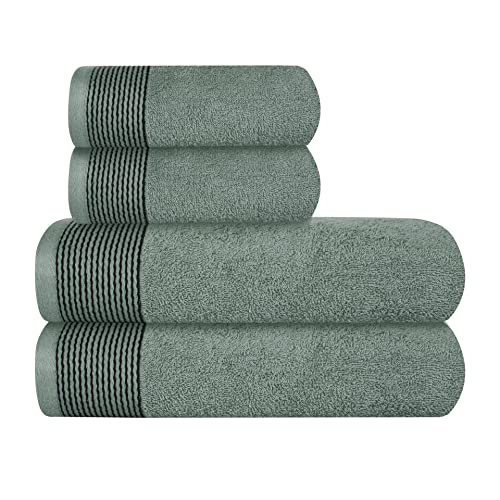 GLAMBURG Ultra weiches 4er-Pack Handtuch-Set, Baumwolle, enthält 2 übergroße Badetücher 70 x 140 cm, 2 Handtücher 50 x 90 cm, für den täglichen Gebrauch, kompakt und leicht — Jade von GLAMBURG