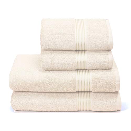GLAMBURG Ultra weiches 4er-Pack Handtuch-Set, Baumwolle, enthält 2 übergroße Badetücher 70 x 140 cm, 2 Handtücher 50 x 90 cm, für den täglichen Gebrauch, kompakt und leicht — elfenbeinfarben GLAMBURG Ultra weiches 4er-Pack Handtuch-Set, Baumwolle, enthält 2 übergroße Badetücher 70 x 140 cm, 2 Handtücher 50 x 90 cm, für den täglichen Gebrauch, kompakt und leicht — elfenbeinfarben von GLAMBURG