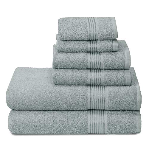 GLAMBURG Ultra-weiches 6er-Pack Baumwoll-Handtuch-Set, enthält 2 übergroße Badetücher 70 x 140 cm, 2 Handtücher 40 x 60 cm und 2 Waschbetten 30 x 30 cm, Jade von GLAMBURG