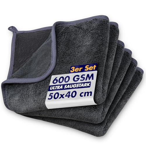 GLANTEX 3 Mikrofaser Trockentuch Dusche (50x40cm) – Mikrofasertücher – extra saugstark & fusselfrei – Fast Dry Putztuch für Bad, Spiegel, Glas, Auto – wiederverwendbar & langlebig von GLANTEX
