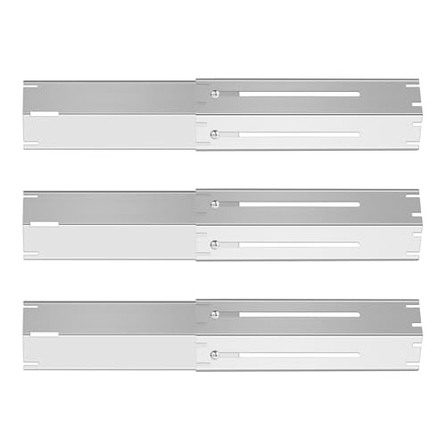 GLARETEX Universal Burner Cover, Heavy Duty Adjustable Stainless Steel Heating Plates, Universal Flame Distributor for Gas Grill, Extendable from 29.8cm to 53cm, 3 Pack von GLARETEX