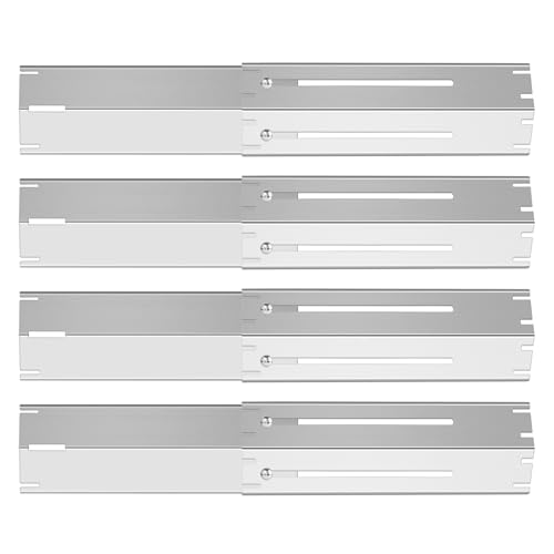 GLARETEX Universal Burner Cover, Heavy Duty Adjustable Stainless Steel Heating Plates, Universal Flame Distributor for Gas Grill, Extendable from 29.8cm to 53cm, 4 Pack von GLARETEX