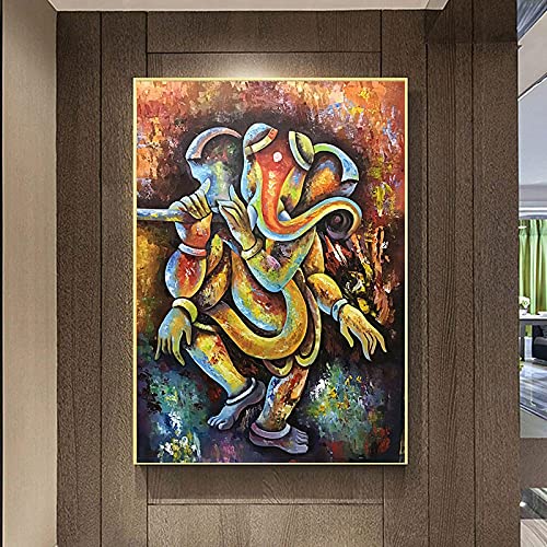 Moderne Drucke Abstrakte Elefanten Leinwand Malerei Elefant Gott GemäLde Hindu Gott Poster Ganesha Poster FüR Raumdekor-80x130cm Rahmenlos von GLASA