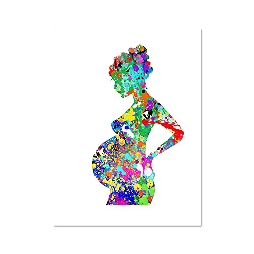 Wand-Dekor-Druck, Schwangerschaft, medizinische Entwicklung, Poster, schwangere Frau, Aquarell, Kunst, Leinwandbild, Geburtshelfer, Büro, 60 x 90 cm, rahmenlos von GLASA